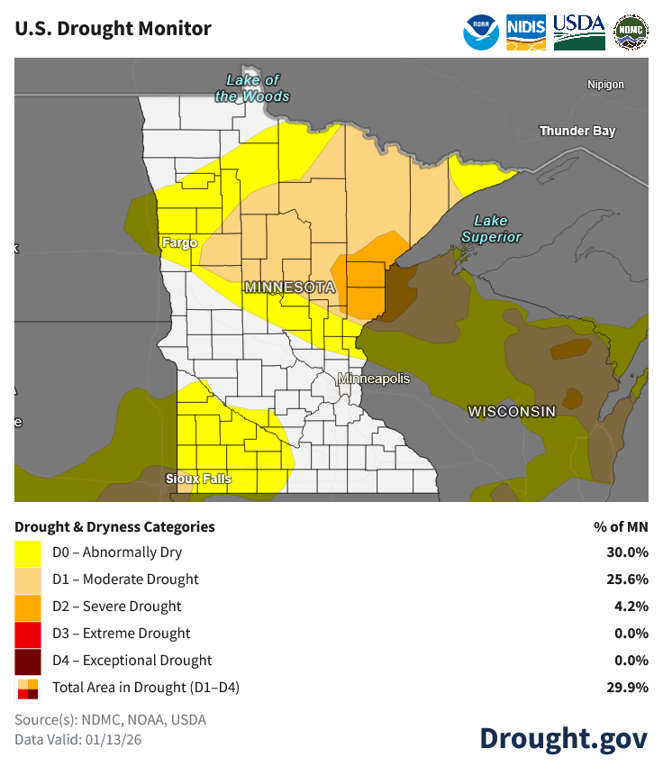 u.s. drought monitor 01 16 2026