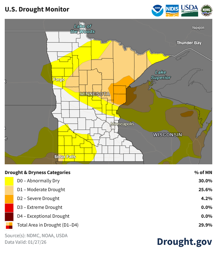 u.s. drought monitor 01 16 2026